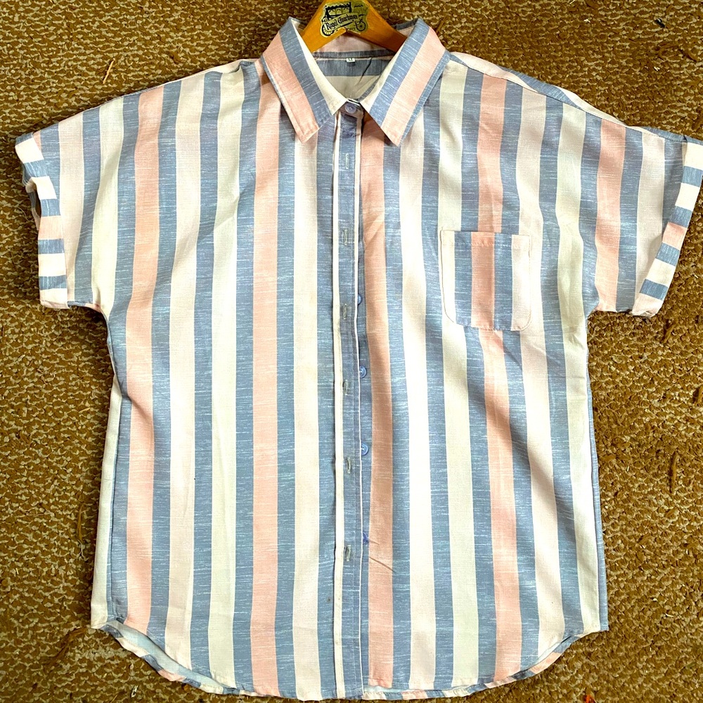Beige Stripe Short Sleeve